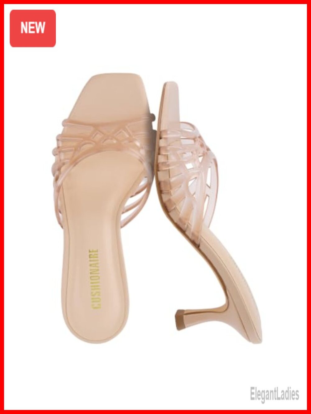 Jelly Kitten Heel Mule Sandals Square Toe Slip On Dressy Casual